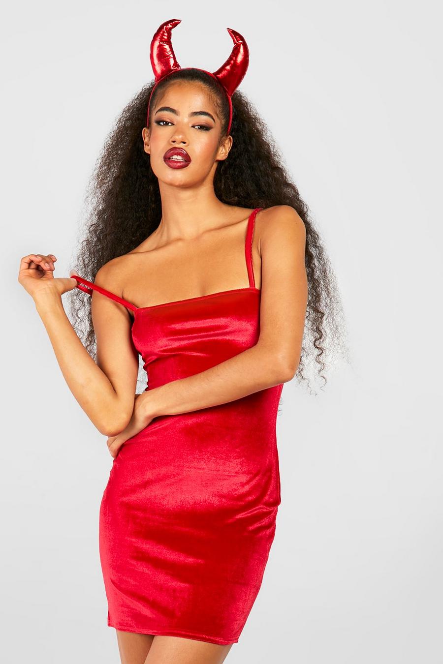 Red Halloween Square Neck Velvet Mini Dress