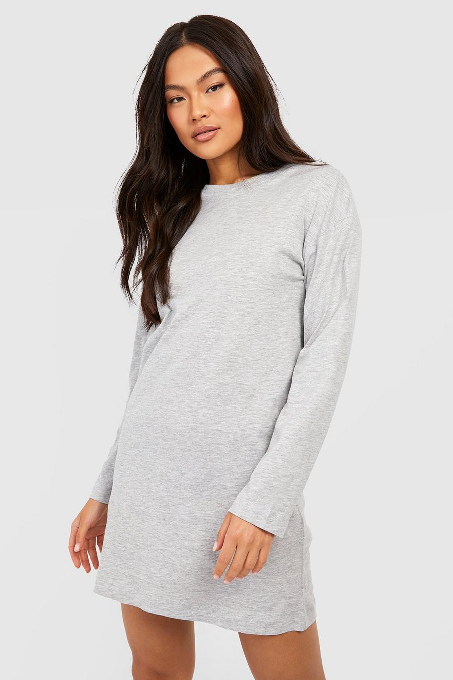 Grey marl Basic Long Sleeve T-shirt Dress