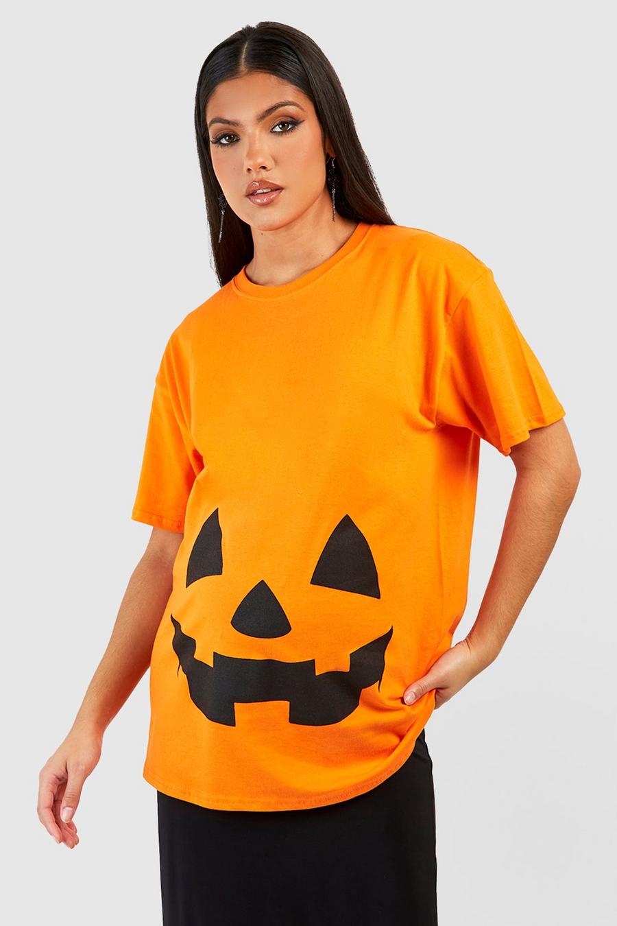 Orange Zwangerschap Halloween Pompoen T-Shirt