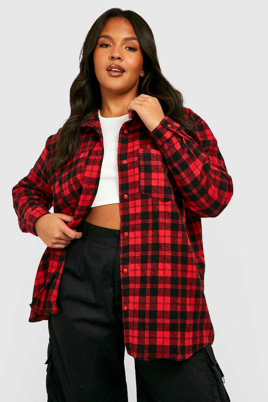Red Plus Oversized Flannel Shirt