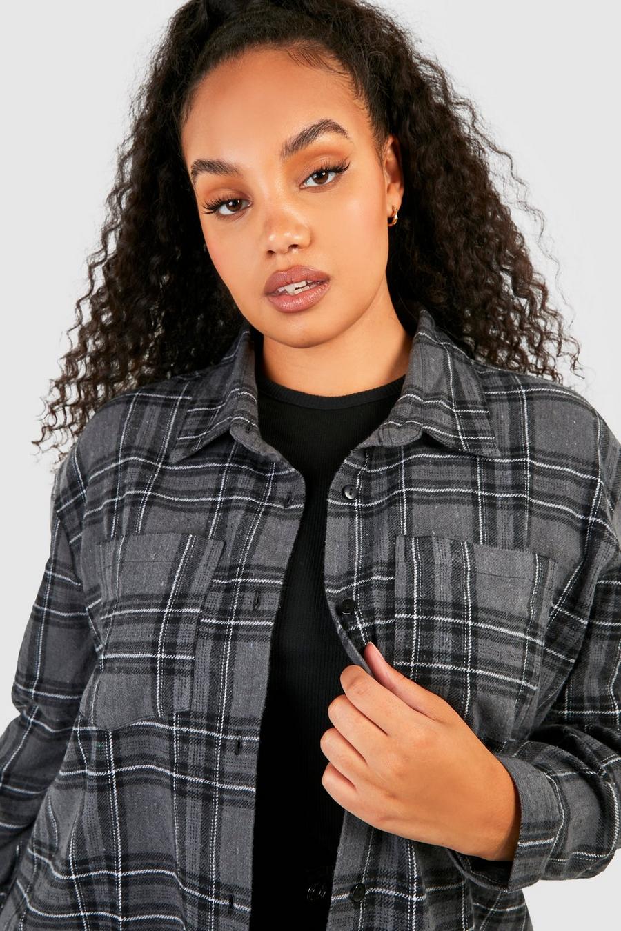 Charcoal Plus Oversized Flannel Shirt