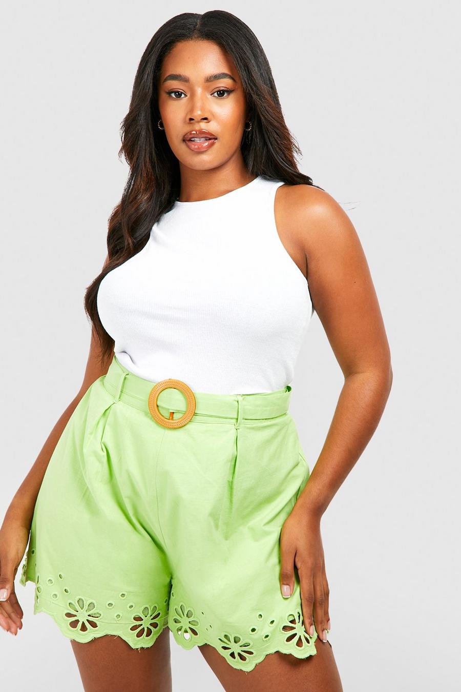 Lime Plus Woven Embroidered Shorts
