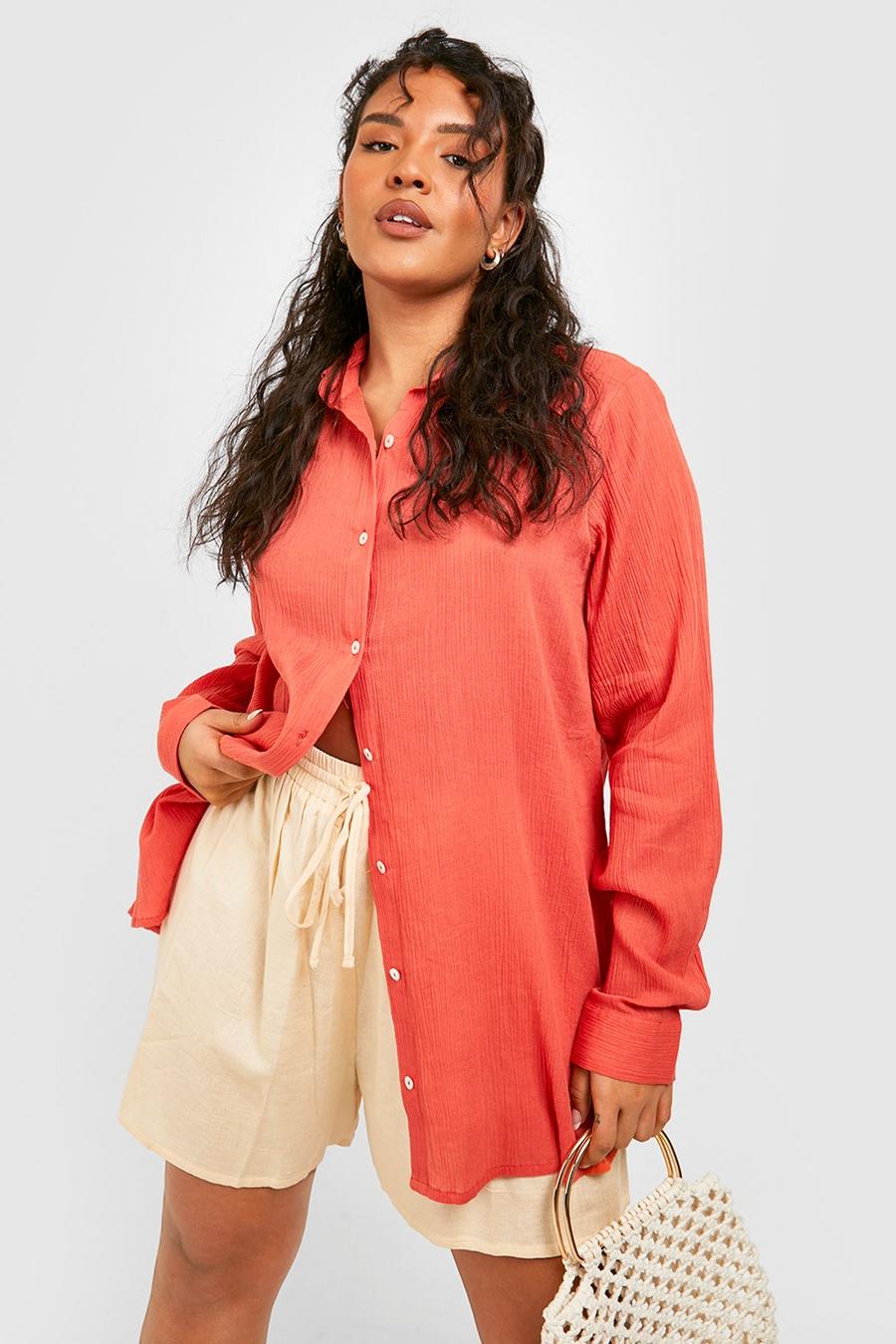 Rust Plus Cheesecloth Oversized Shirt