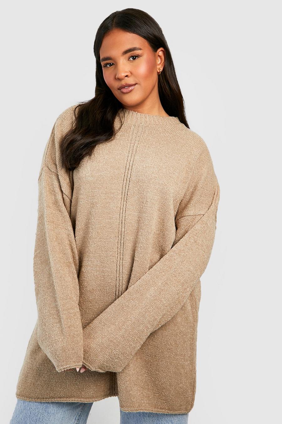 Grande taille - Pull en maille bouclée, Stone