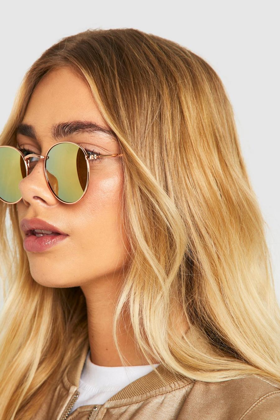 Mirrored Gold Round Sunglasses