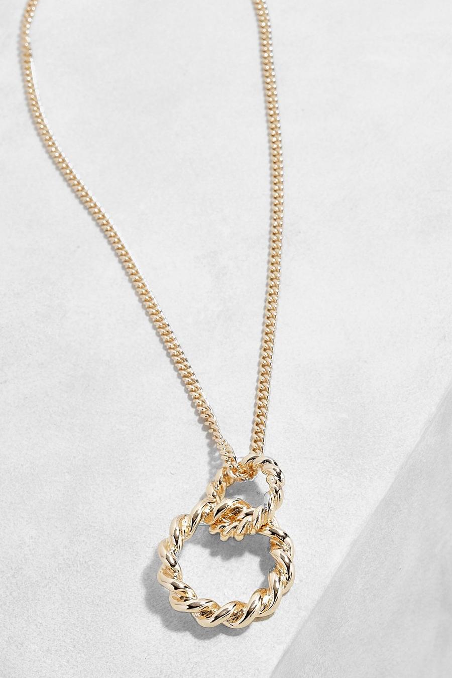 Gold metallic Large Twist Open Drop Necklace