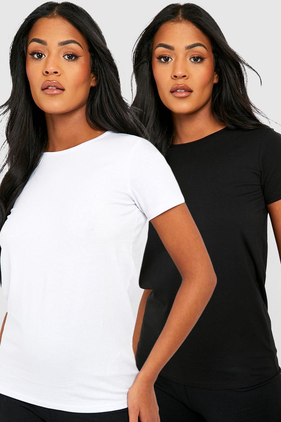 Pack de 2 camisetas Premamá básicas ajustadas, Black_white