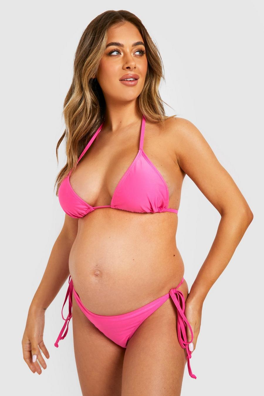 Umstandsmode Basic Bikini mit seitlicher Bindung, Pink