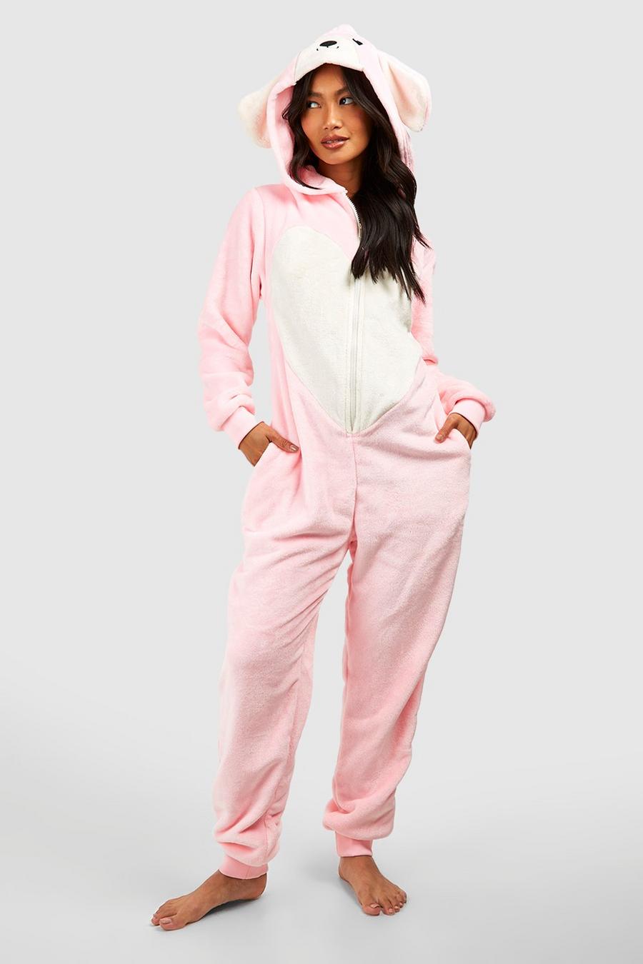 Pijama enterizo de borreguito con conejito, Pink image number 1