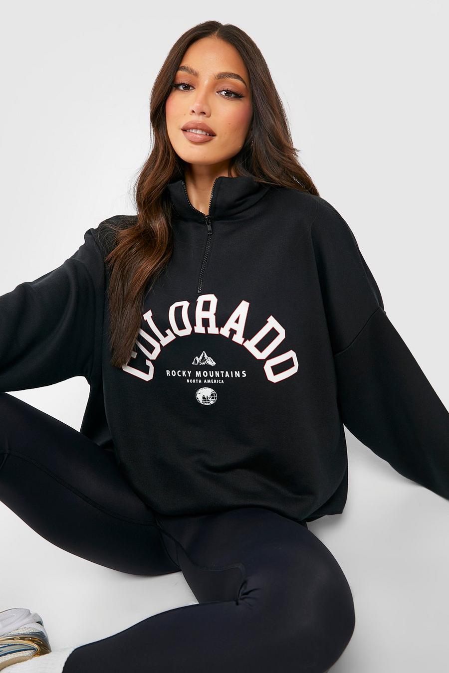 Tall Colorado Sweatshirt mit halbem Reißverschluss, Black