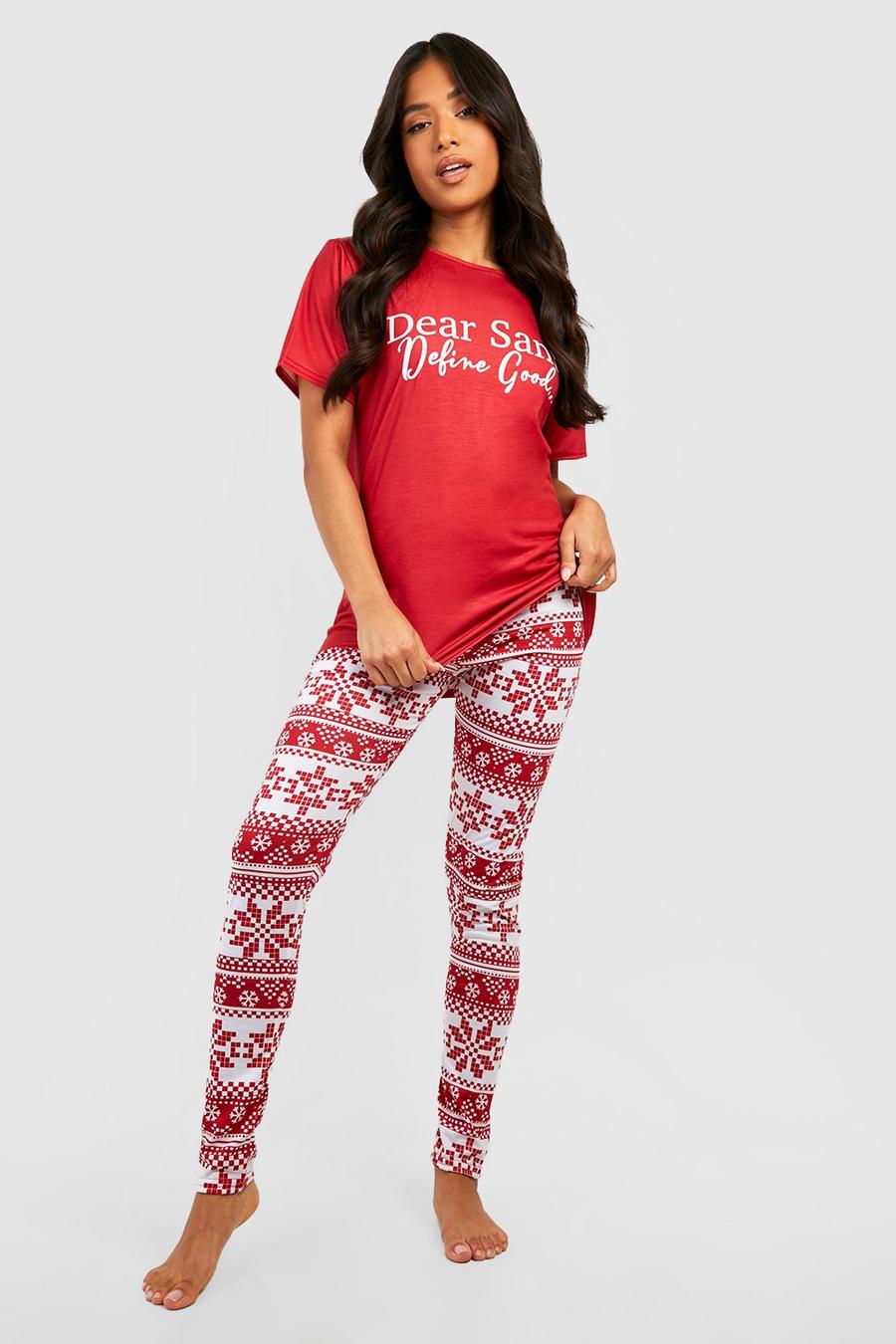Red Petite Dear Santa Slogan Christmas Pyjamas