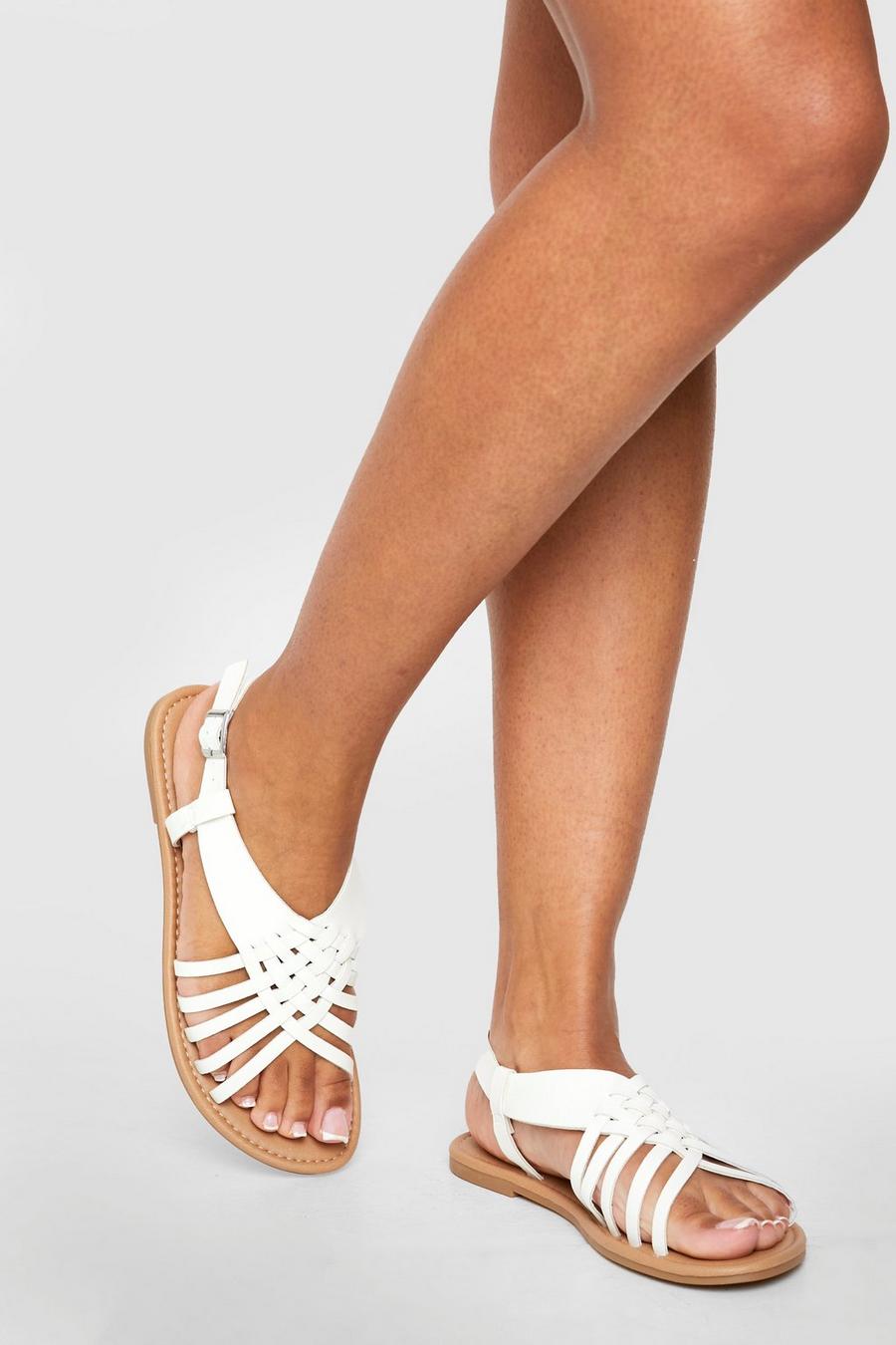 White Gia 4 Sandals In Beige Leather And Fabric