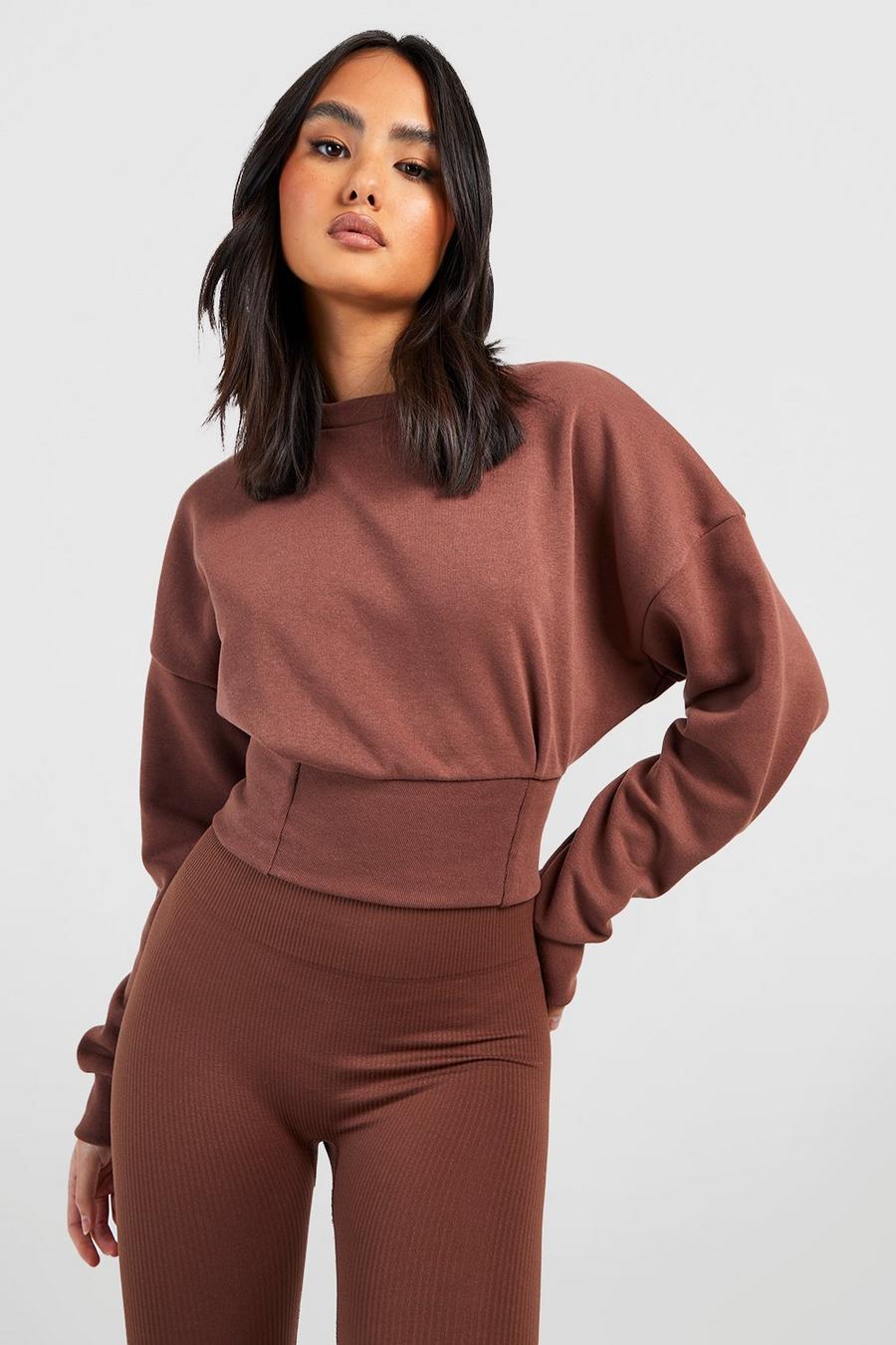 Chocolate Corset Detail Cropped Sweater