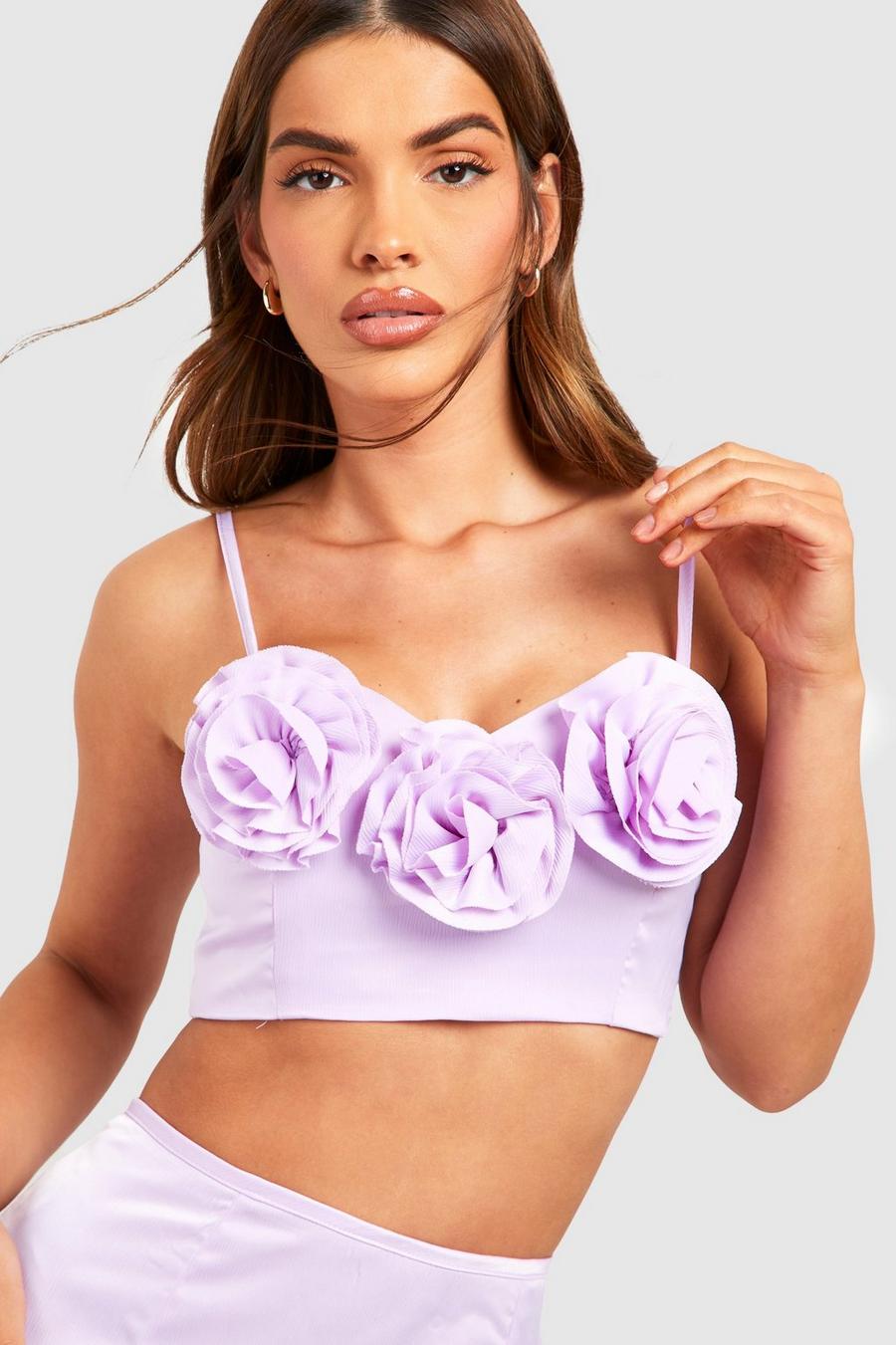 Lilac Satin Floral Strappy Cami Top image number 1