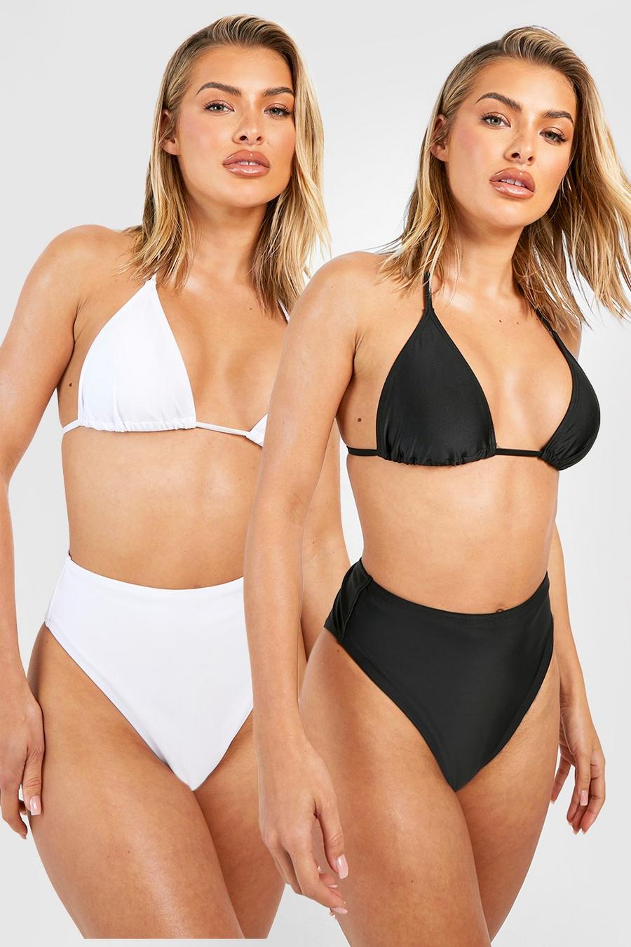 Black_white Triangel bikiniöverdelar (2-pack)