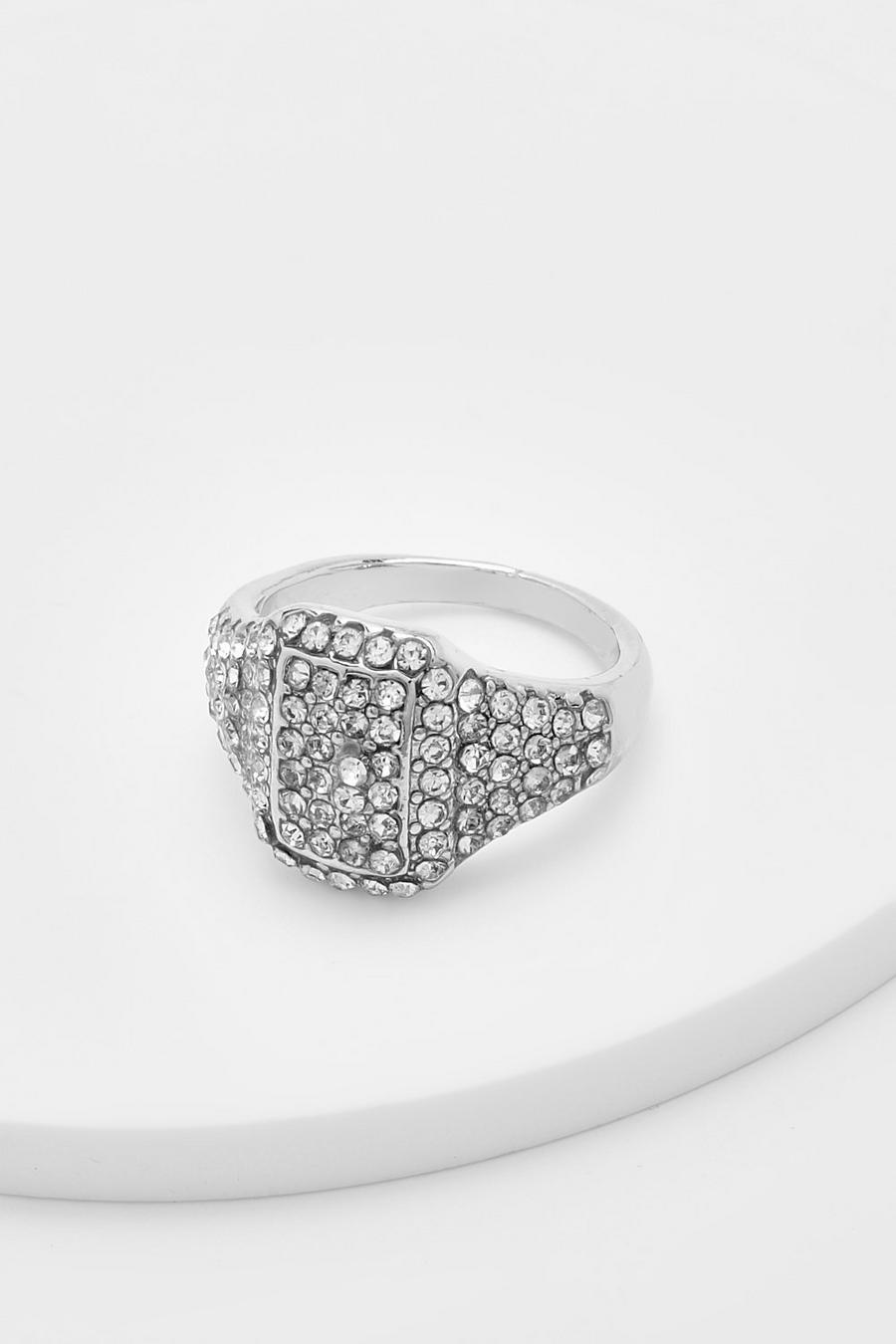 Silver Pave Signet Ring