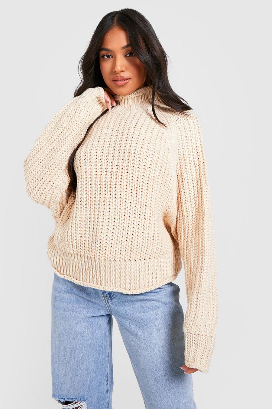 Stone Petit Knitted High Neck Balloon Sleeve Sweater