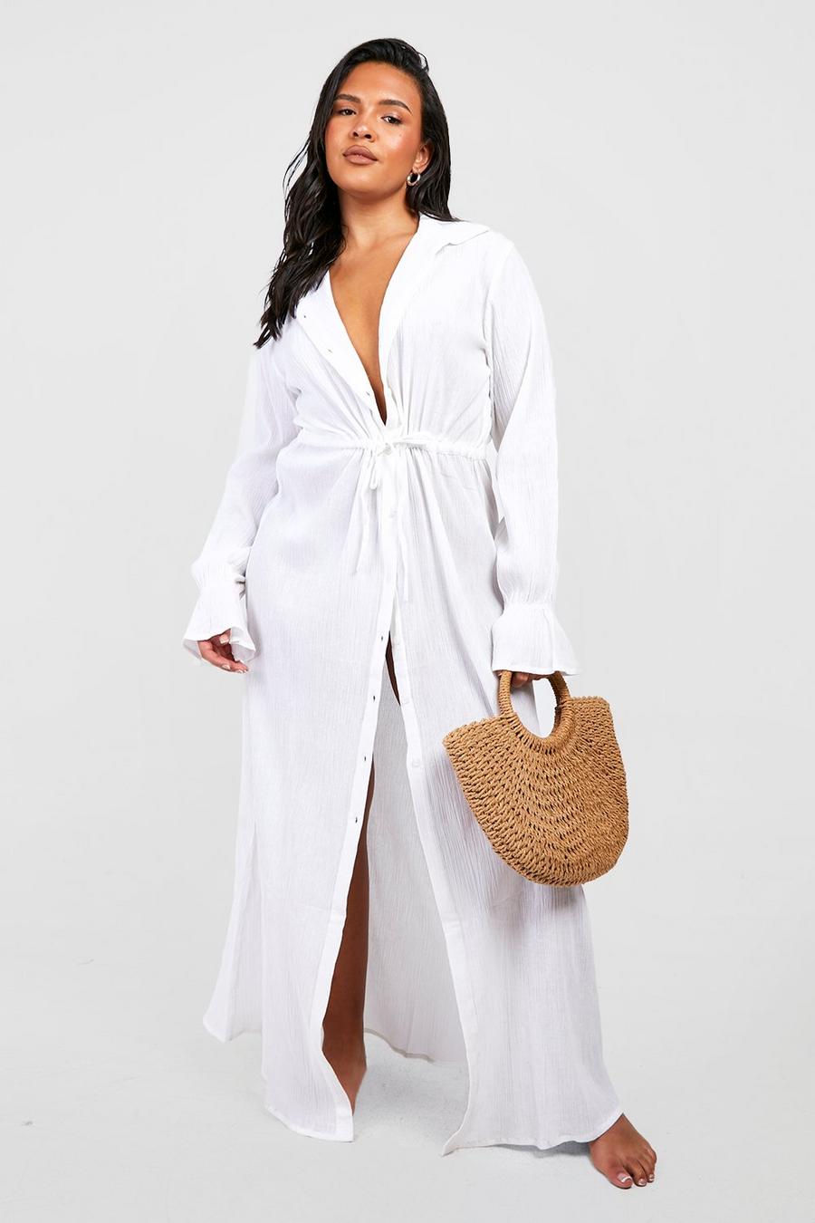 White Plus Cheesecloth Maxi Beach Kaftan