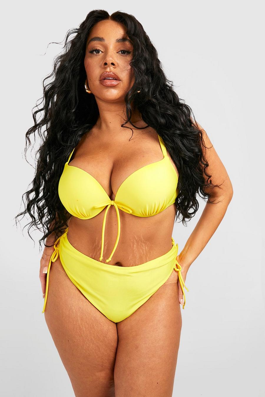 Yellow Plus Geplooide Bikini Top Met Beugel