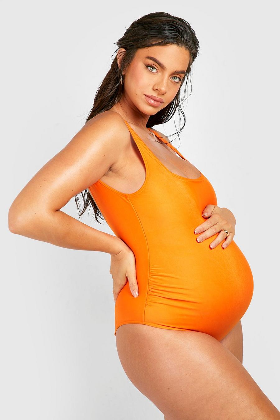 Orange Maternity Essential Square Neck Swimsuit 