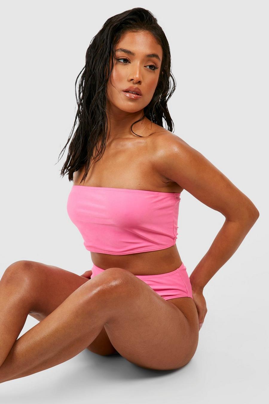 Hot pink Petite Essentials Bandeau Bikini Top