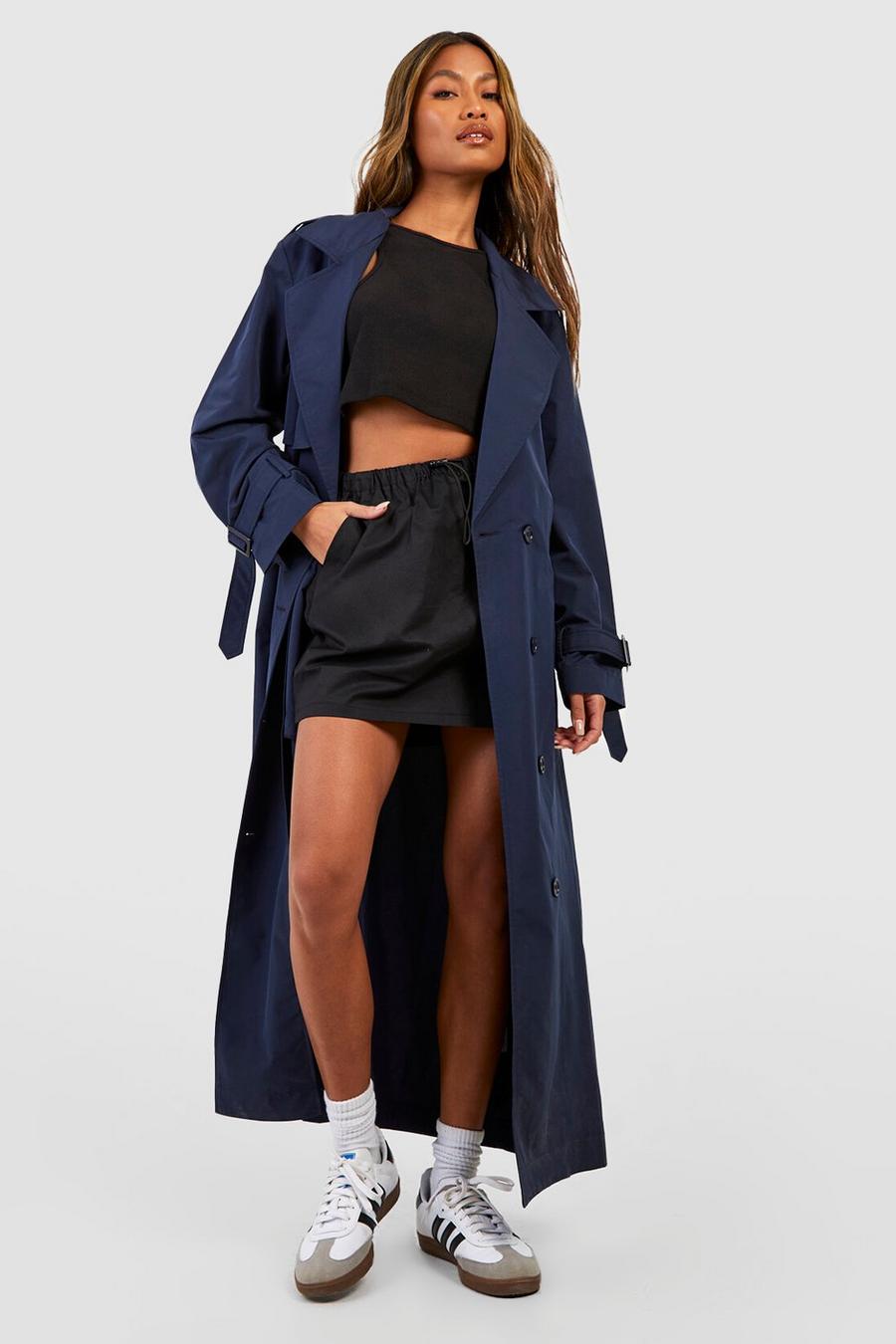 Cappotto Trench oversize longuette, Navy
