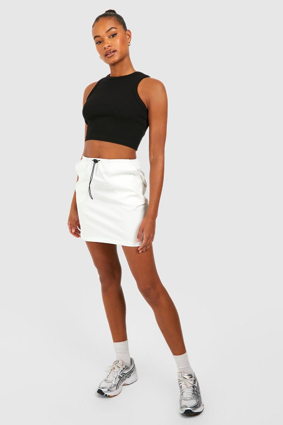 Ecru Tall Drawcord High Waisted Micro Mini Skirt