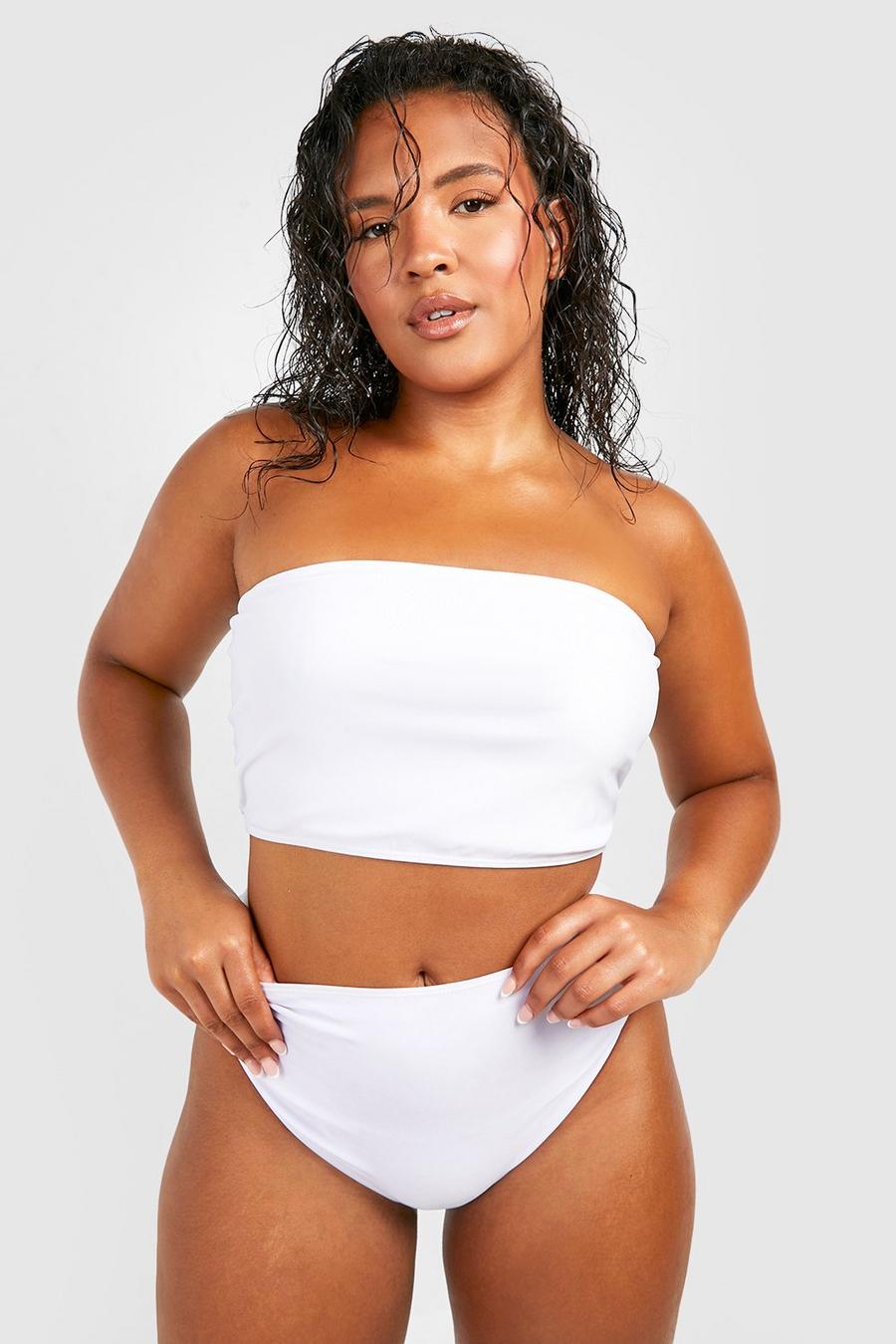 White Plus Essentials Longline Bandeau Bikini Top
