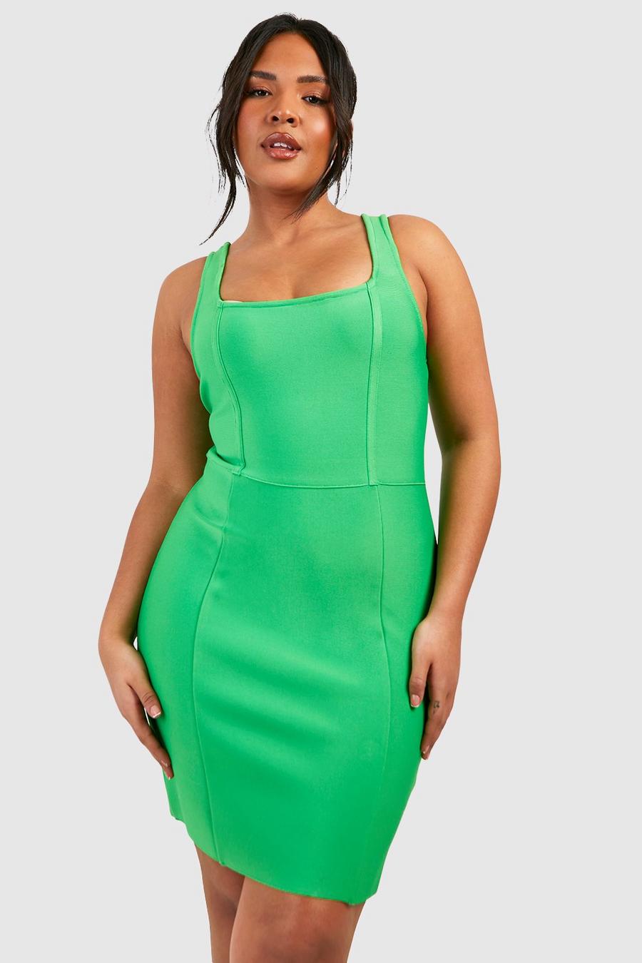 Vestido Plus mini de gasa Premium, Green