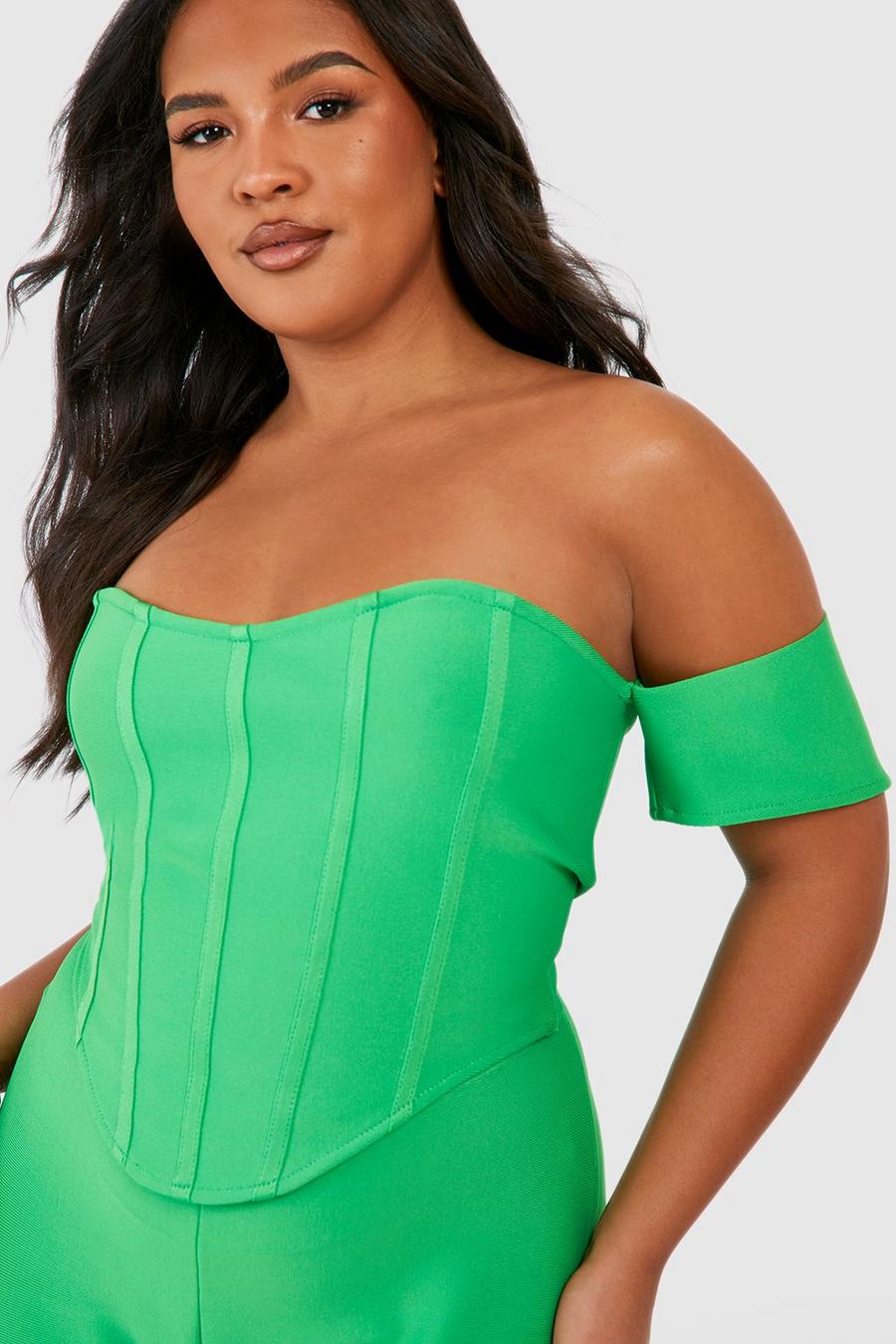 Top a corsetto Plus Size Premium fasciante, Green