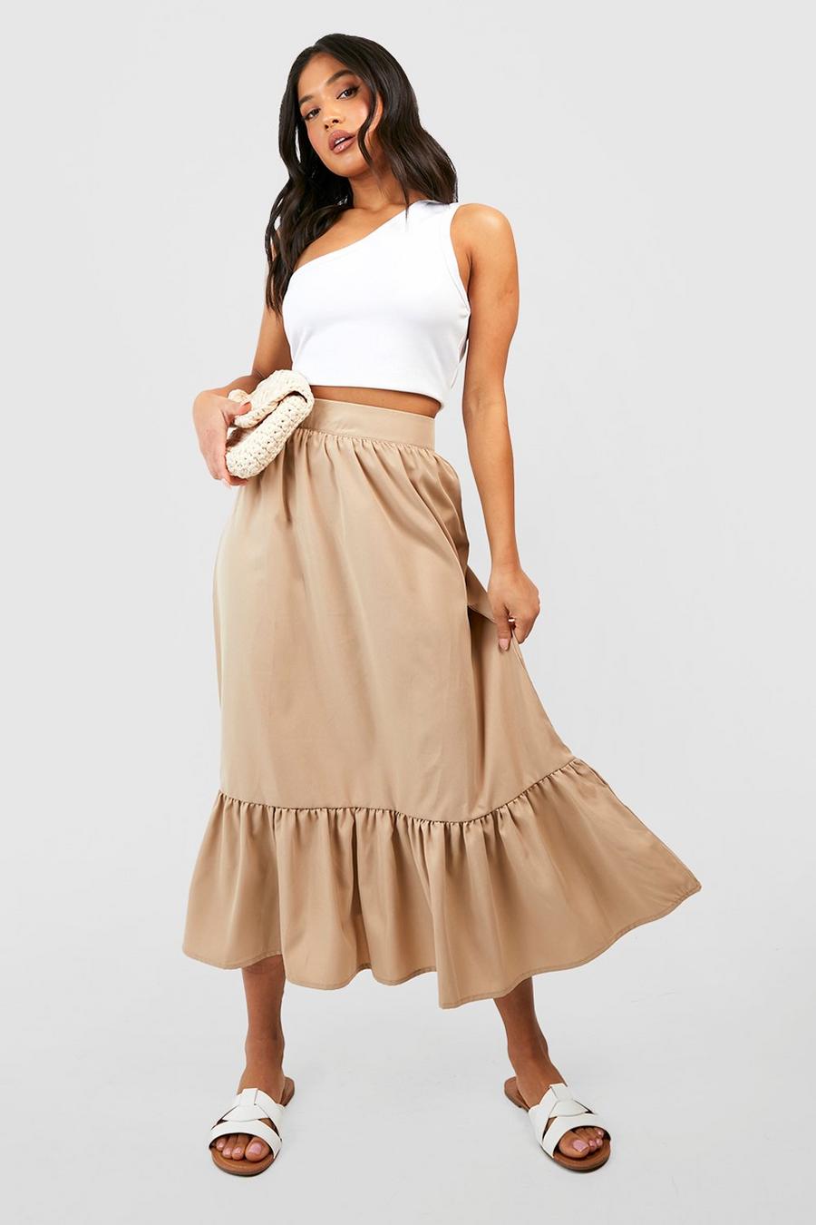Stone Petite Woven Tiered Gypsy Midaxi Skirt