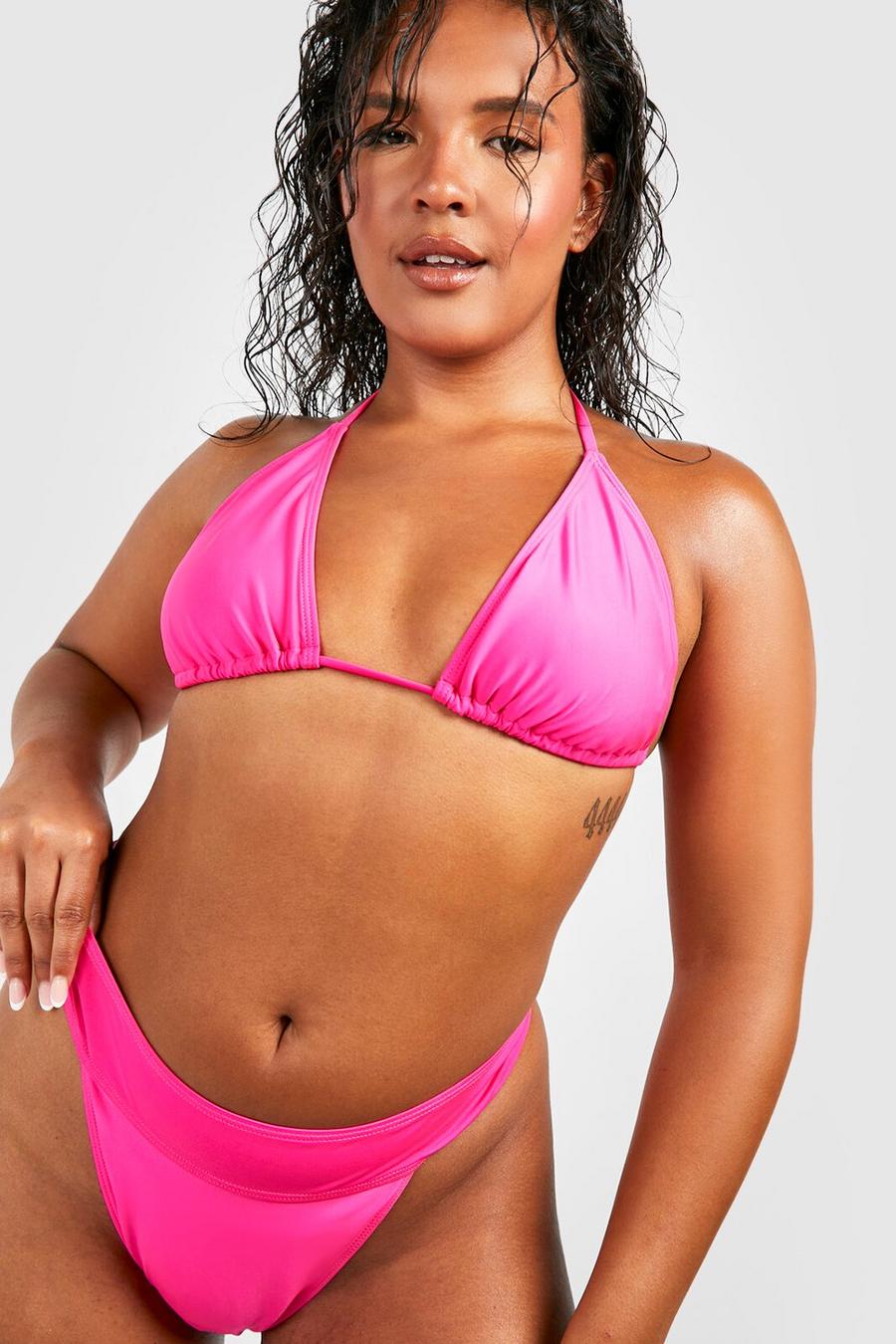 Plus Essentials Bikinihose mit hohem Beinausschnitt, Bright pink