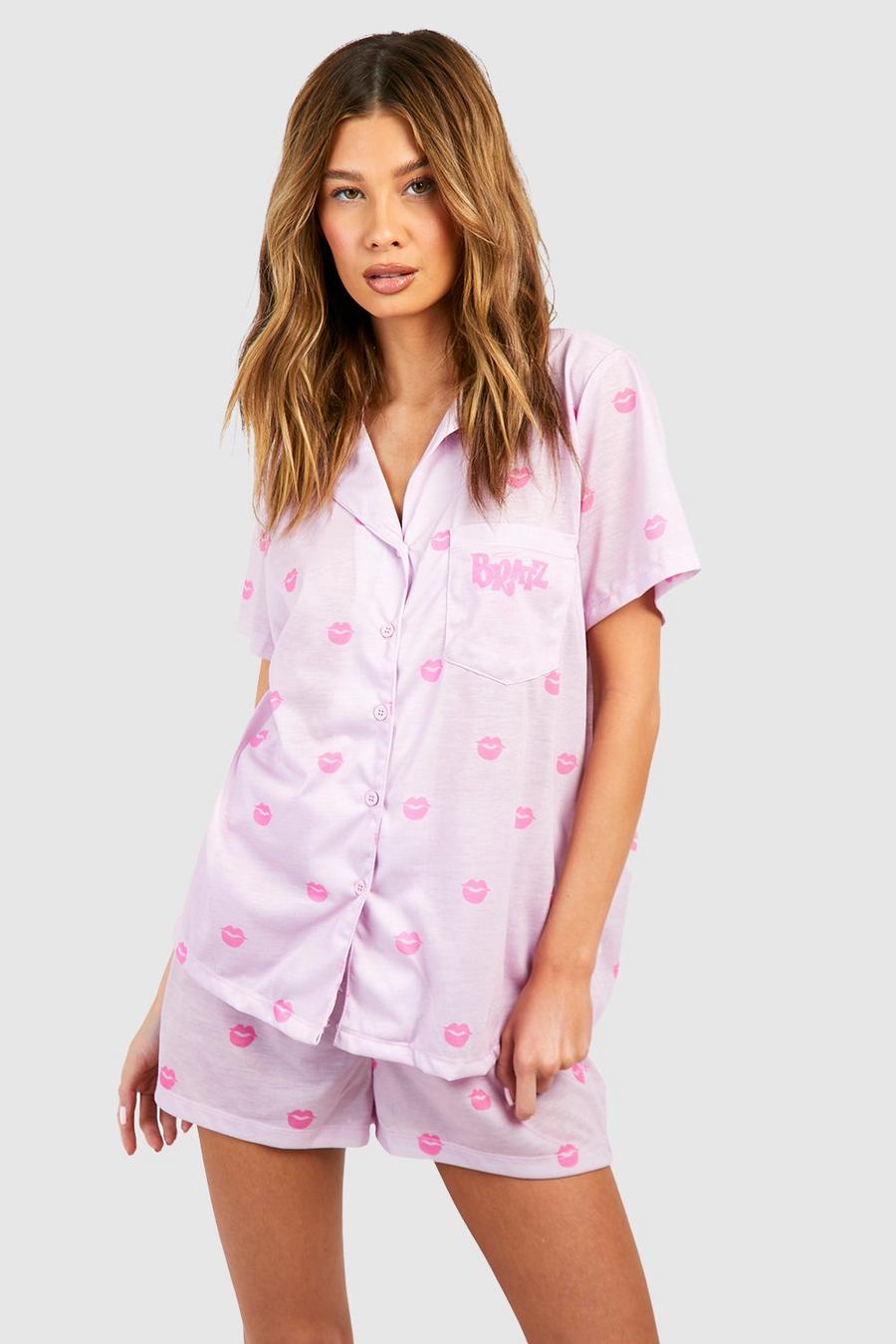 Pink Bratz Jersey Button Up Pyjama Short Set