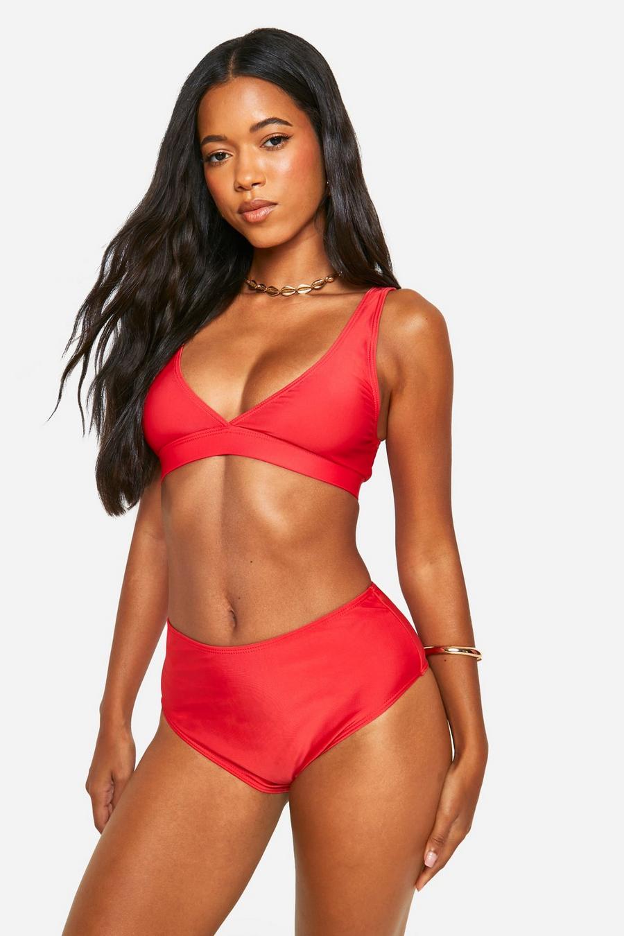 Essentials Bikinihose mit hohem Bund, Red