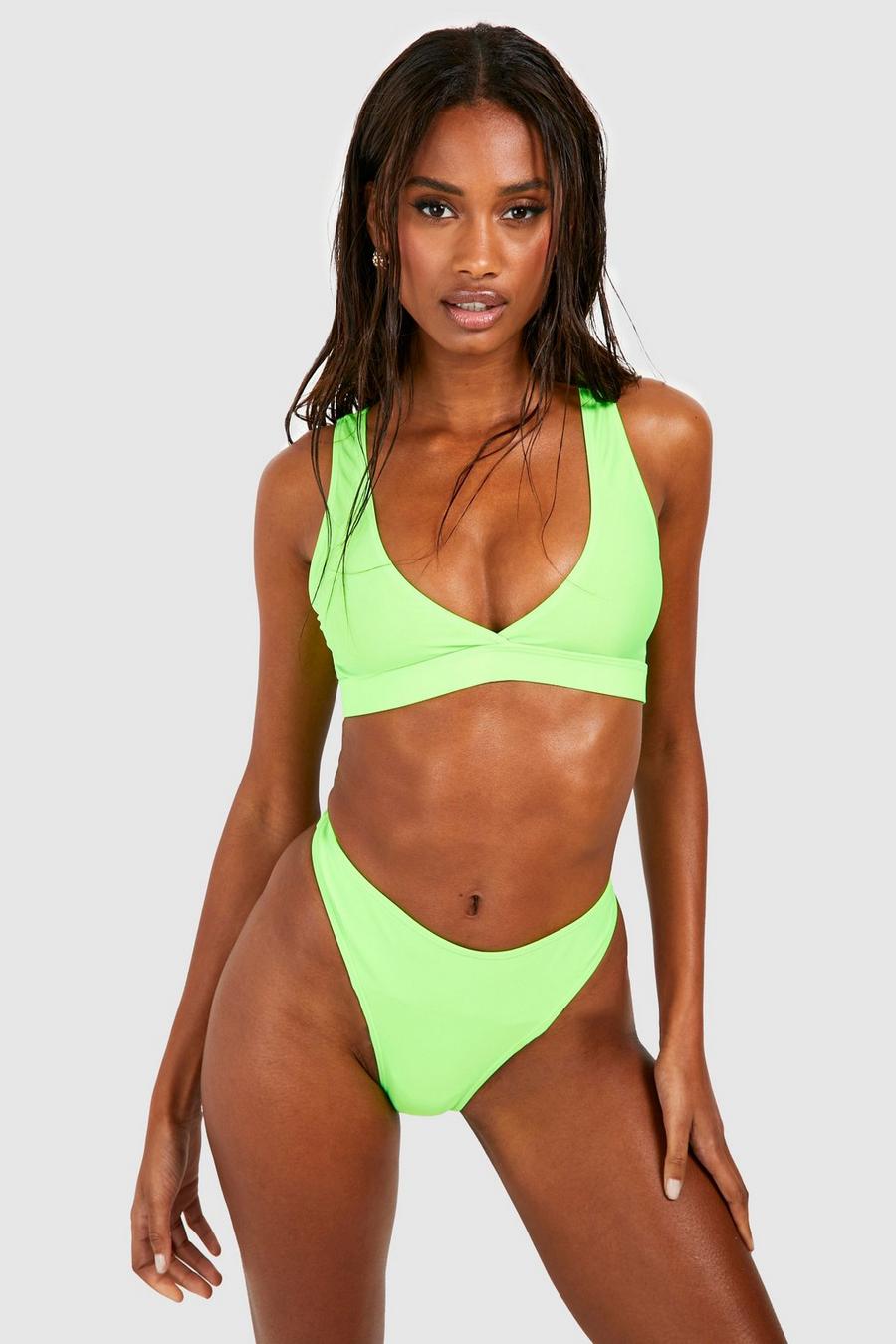 Bright green Essentials Bikini Top Met Laag Decolleté image number 1