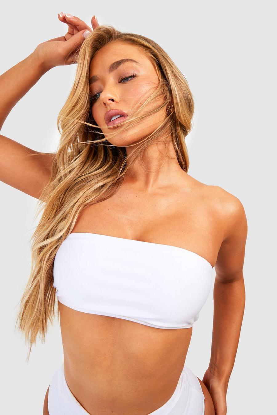 White Essentials Bandeau Bikini Top