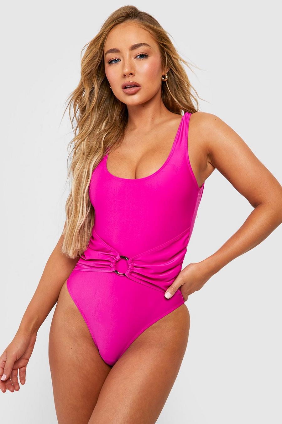 Fuchsia Tummy Control O-ring Scoop Swimsuit image number 1