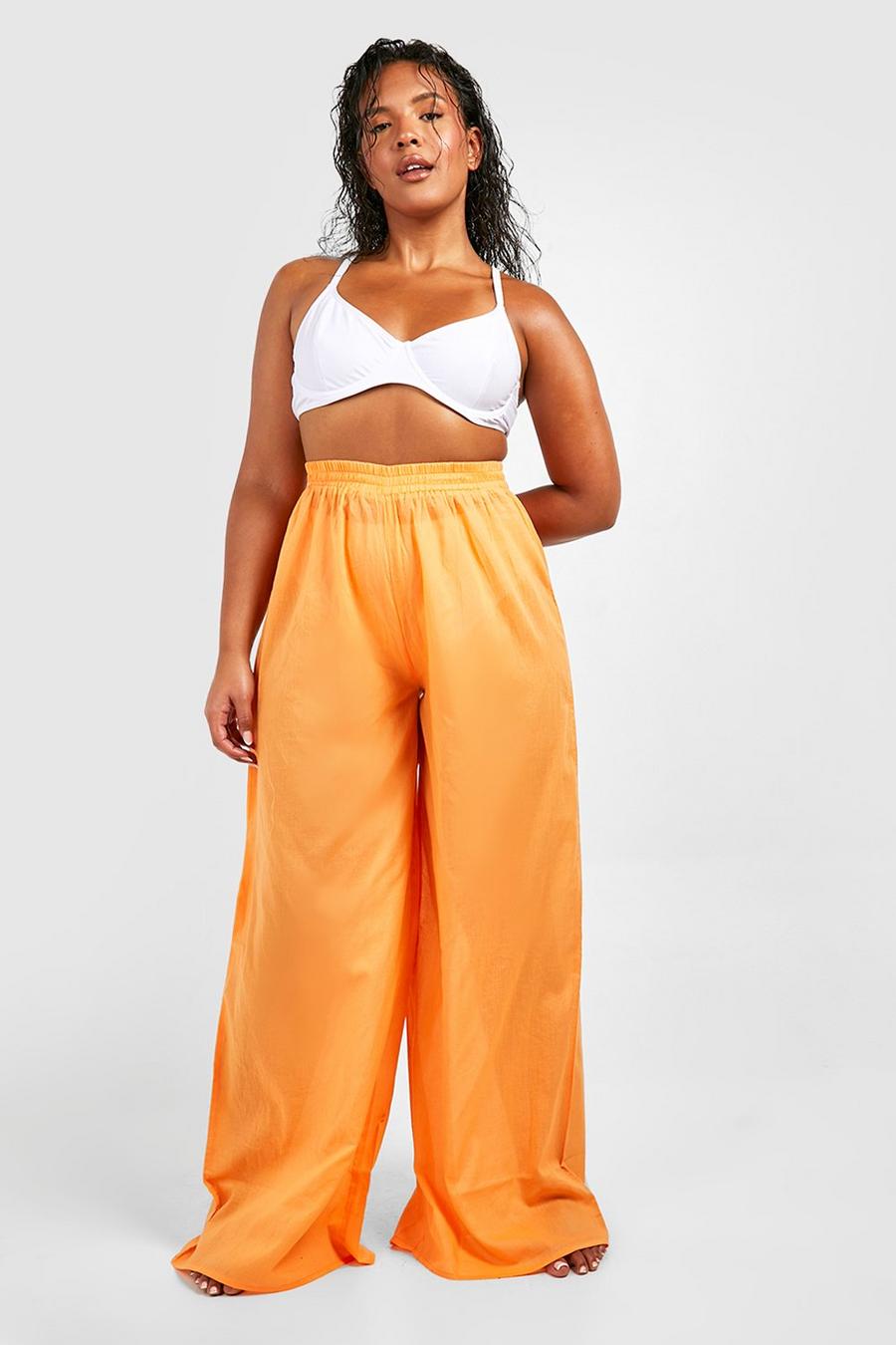 Grande taille - Pantalon de plage en coton, Orange