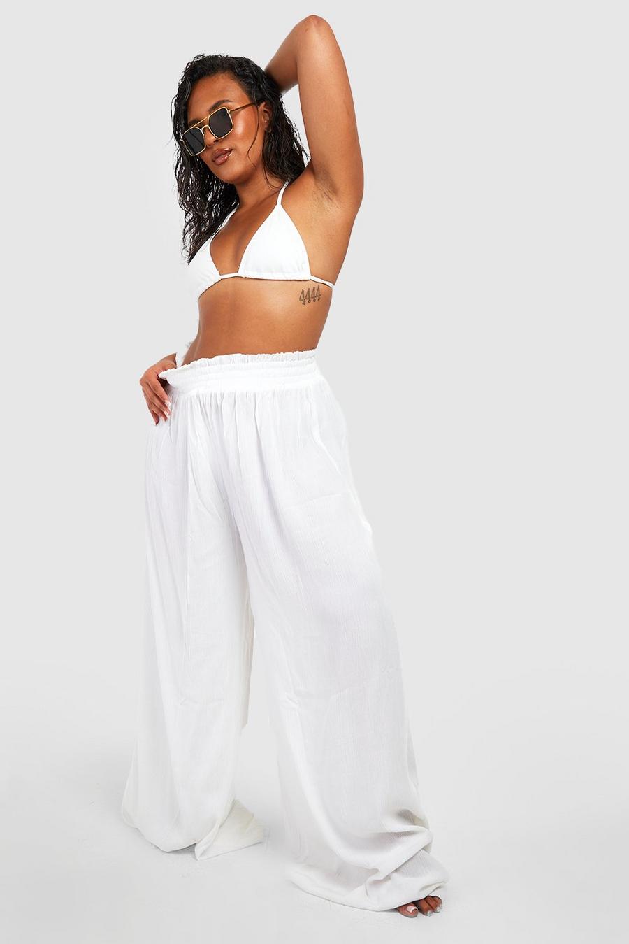 White Plus Cheesecloth Beach Trousers image number 1