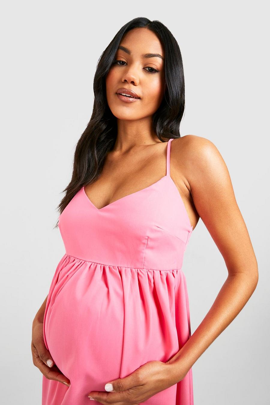 Pink Maternity Woven Strappy Maxi Dress