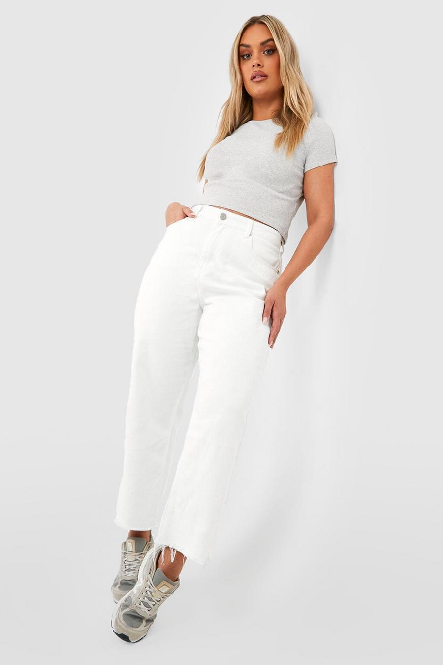 White Plus Denim Slim Fit Jeans Met Rechte Pijpen