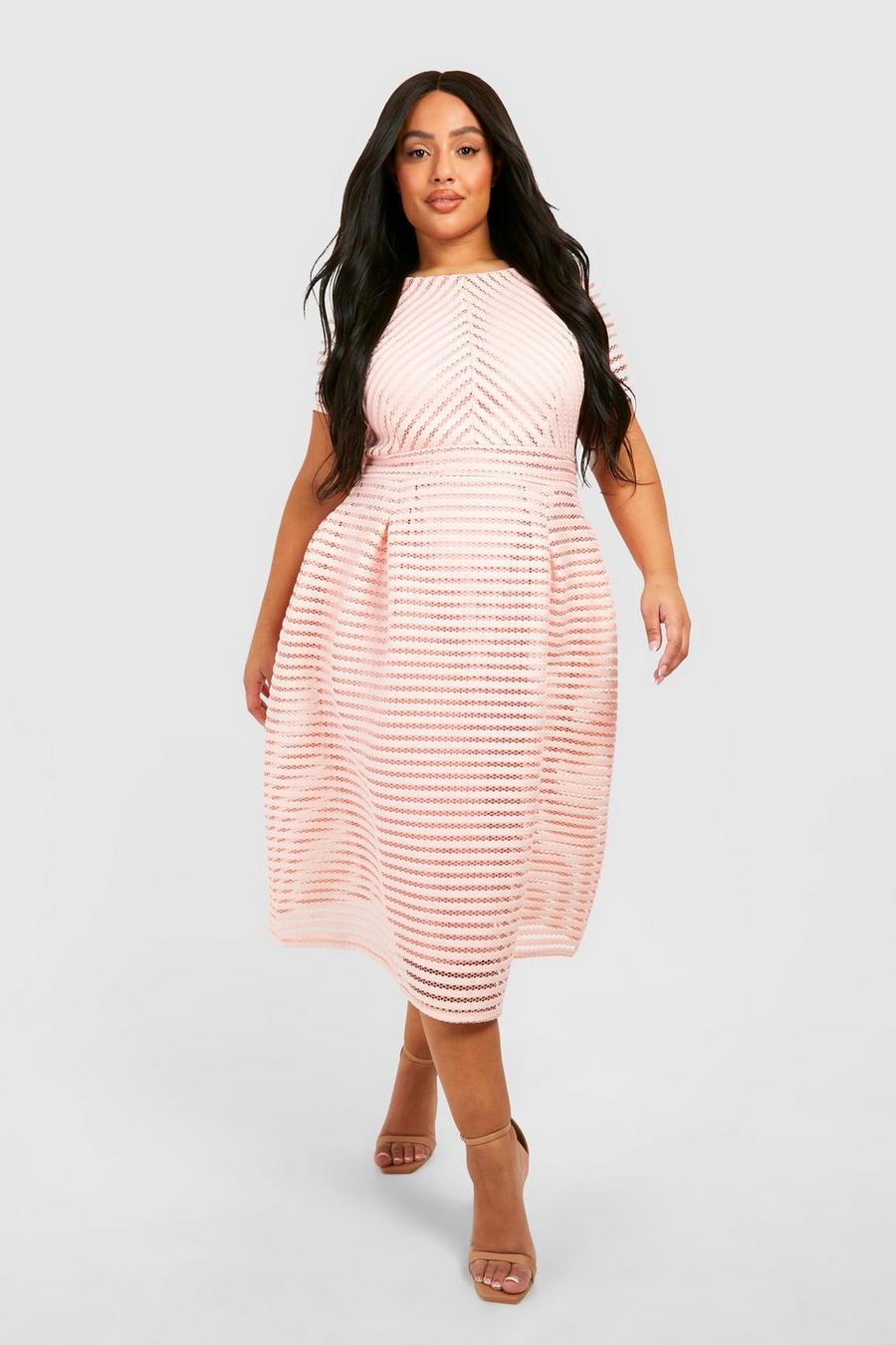 Blush Plus Boutique Gala Midi Jurk Met Volle Rok