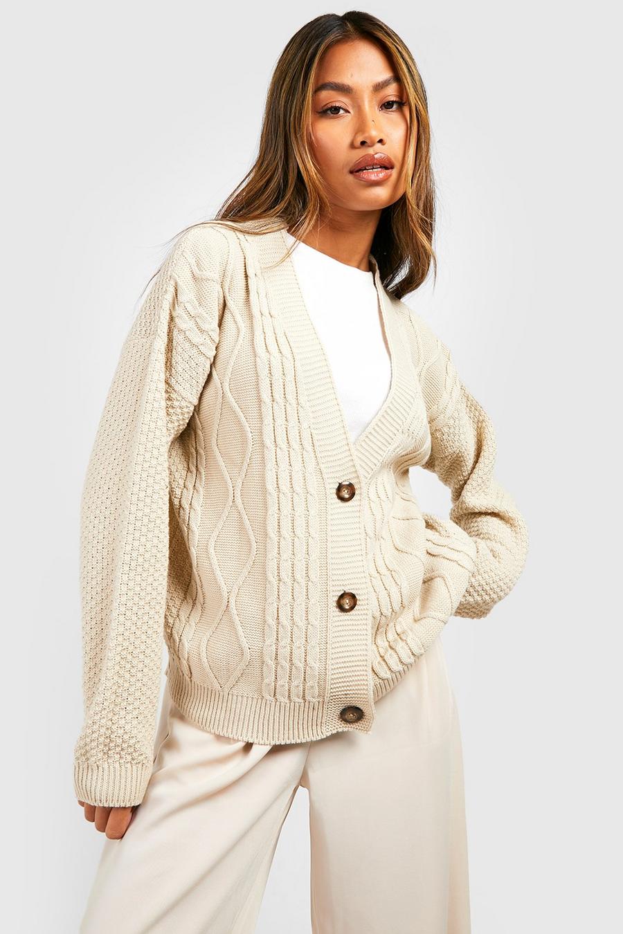 Stone Cable Knit Crop Cardigan