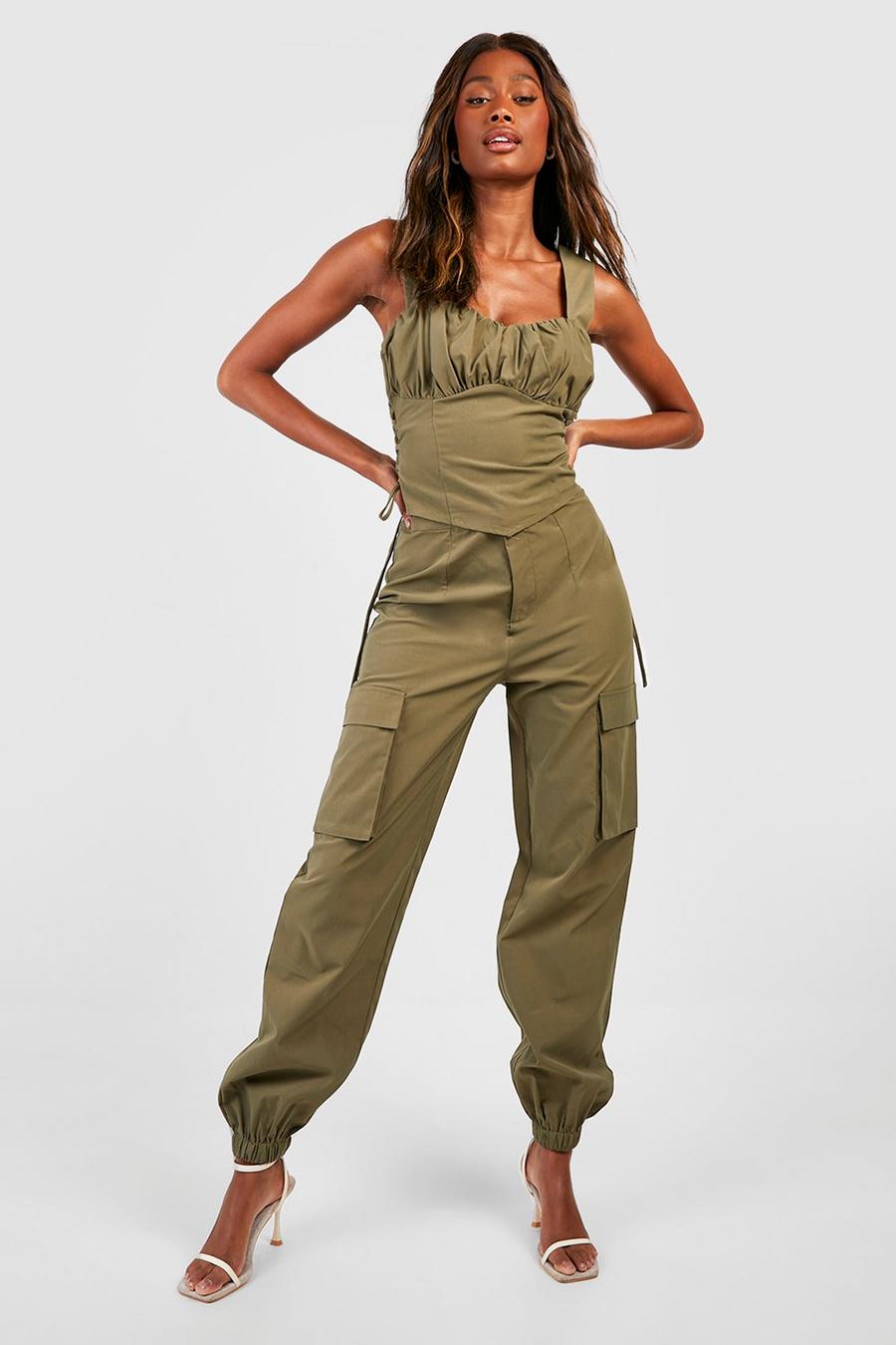 Pantalon cargo ample, Olive