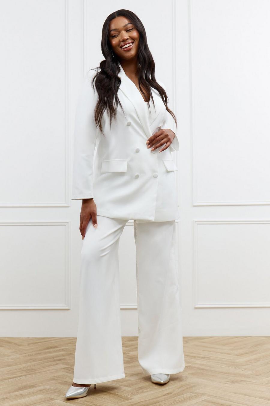 White Plus Tailored Wide Leg Pants image number 1
