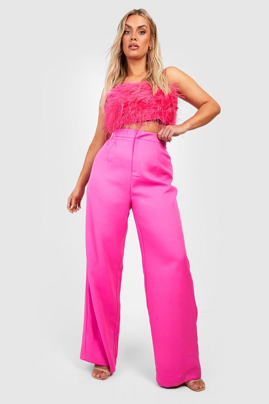Pantalones Plus entallados, Hot pink
