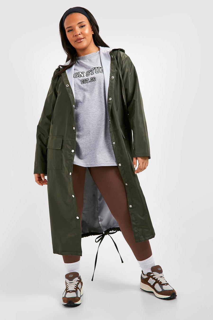 Khaki Plus Double Layer Shell Longline Rain Parka image number 1