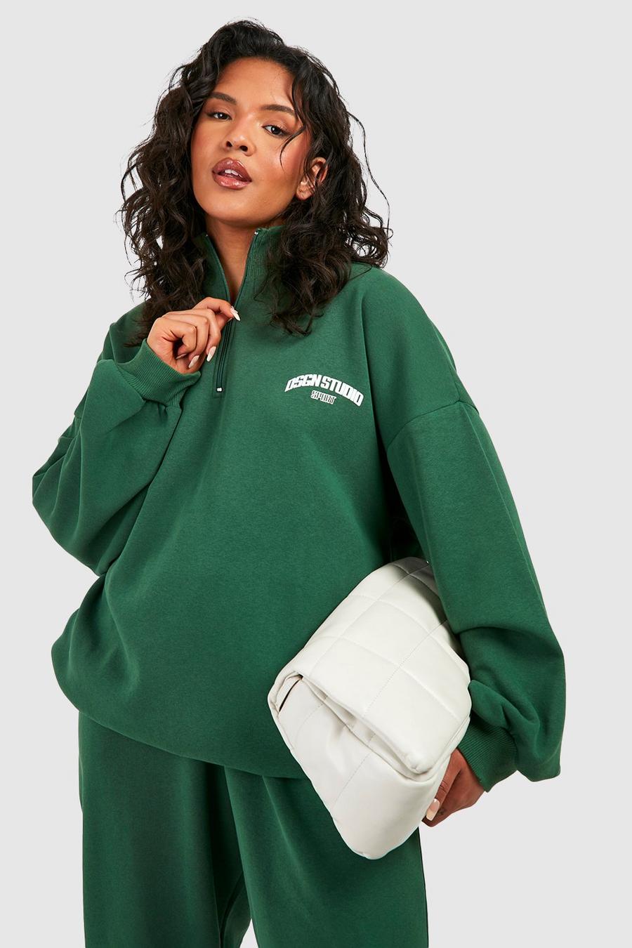 Green Dsgn Studio Plus Oversize sweatshirt med kort dragkedja