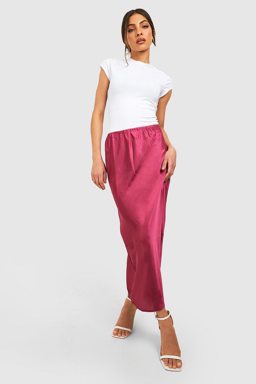 Mauve Satijnen Bias Cut Midaxi Rok