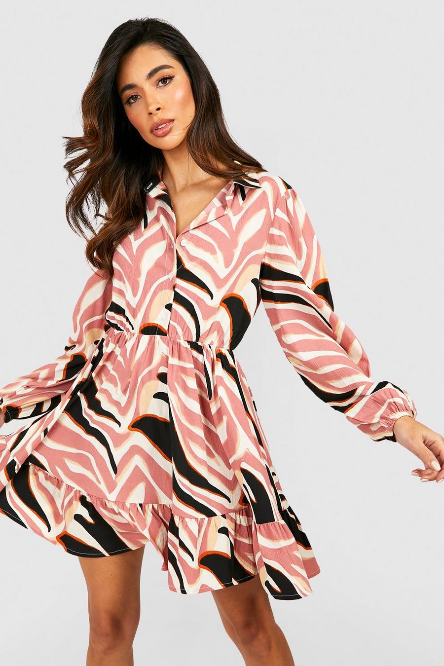 Burgundy Midi Skater Jurk Met Print